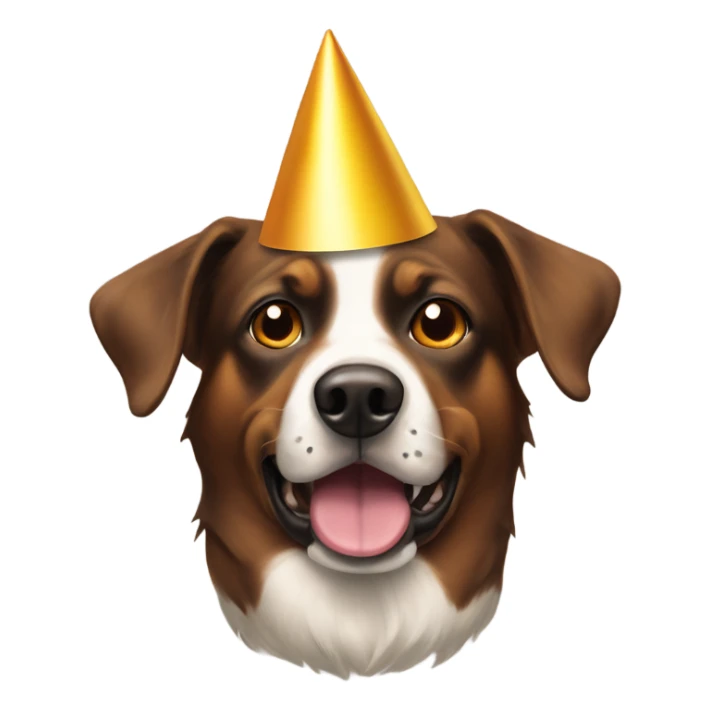 brown eyed dog portrait with a party hat  sticker
