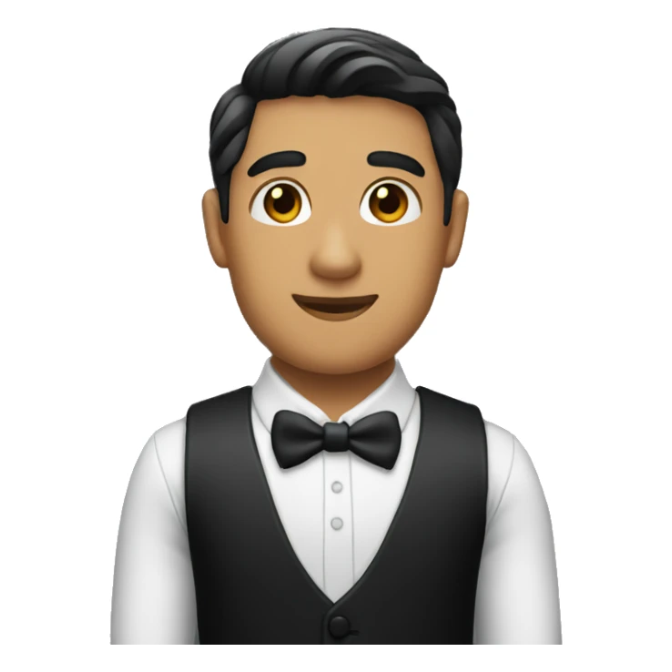 Bartender with black shirt and long black tie with no white shirt sticker