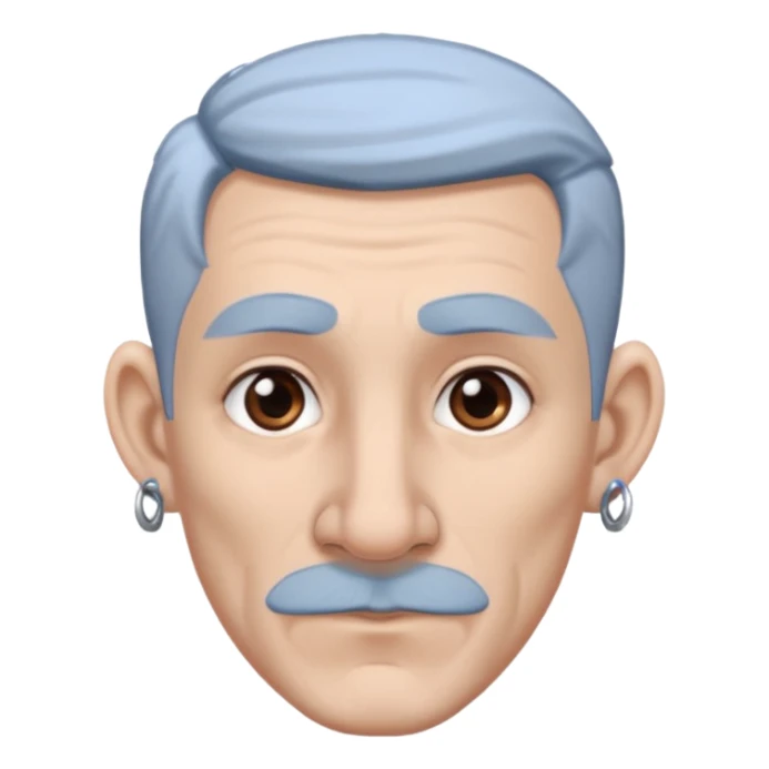 white-gray haired heavy blue tattooed big head accessory big nose mid size ear young sticker