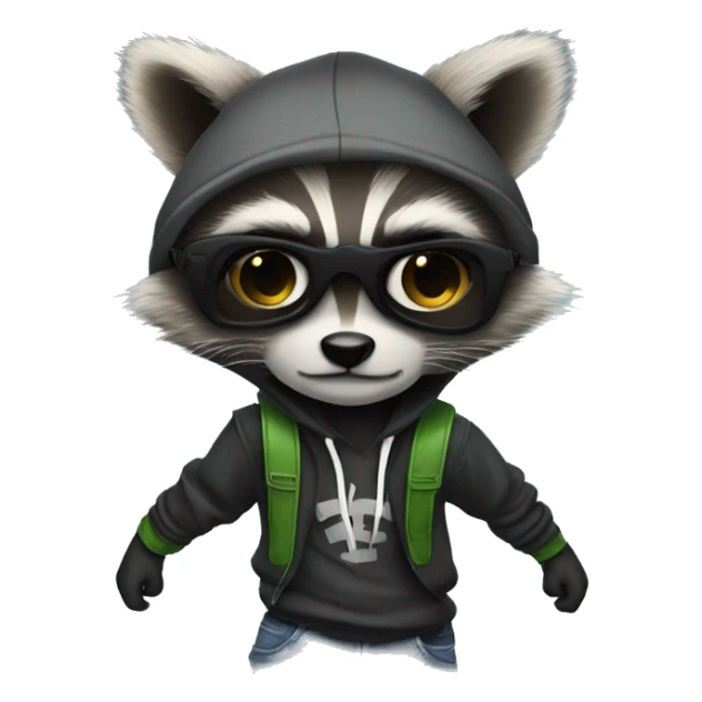 raccoon skater boy with piercing sticker