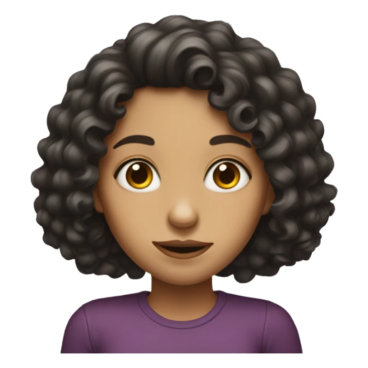 Girl with big nose and dark long curly hair sticker