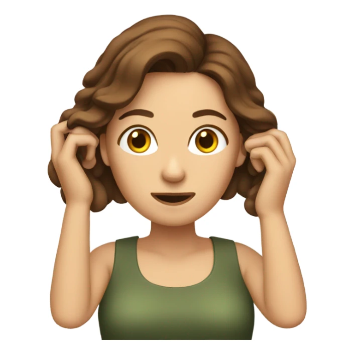 Brown hair woman pulling  hair  sticker