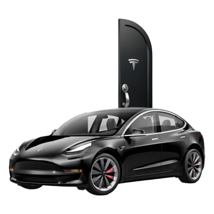 tesla model 3 performance preto com puxadores das portas pretos e rodas com jantes cinzentas  sticker