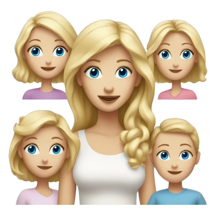 blonde woman with blue eyes and 4 kids   sticker