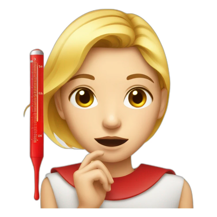 girl with red thermometer in mouth simple style sticker