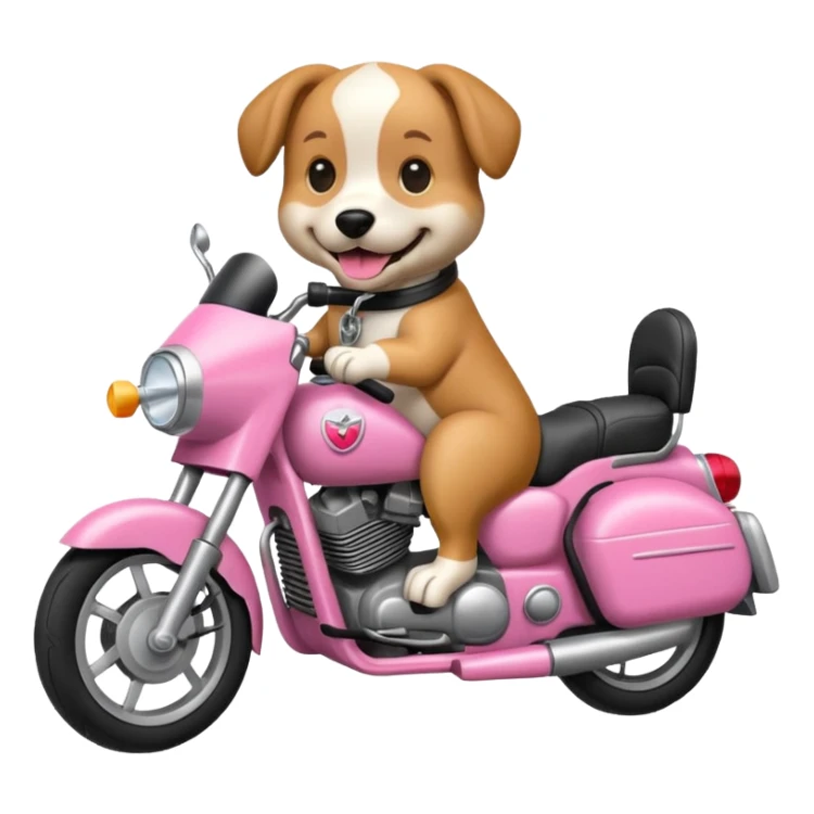 Un perro rosa andando en moto  sticker