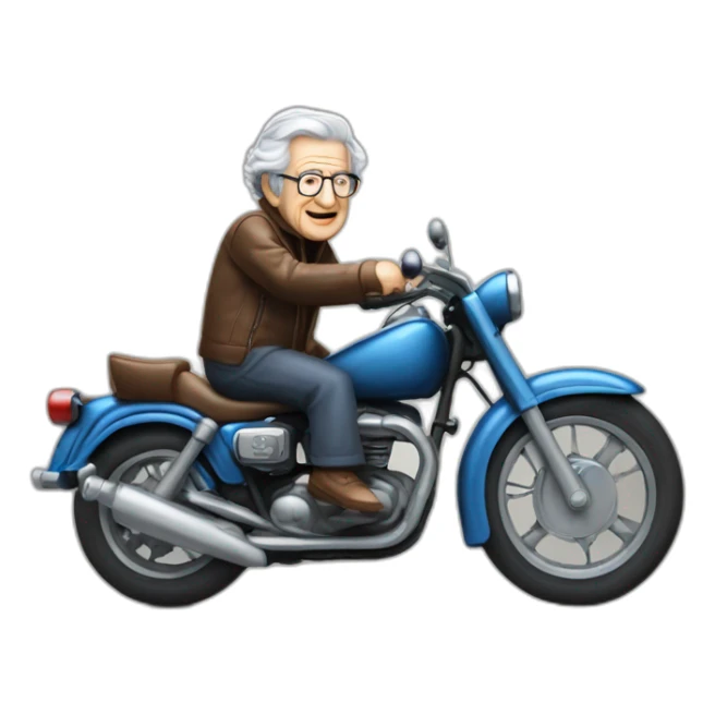 noam chomsky on a motor bike sticker