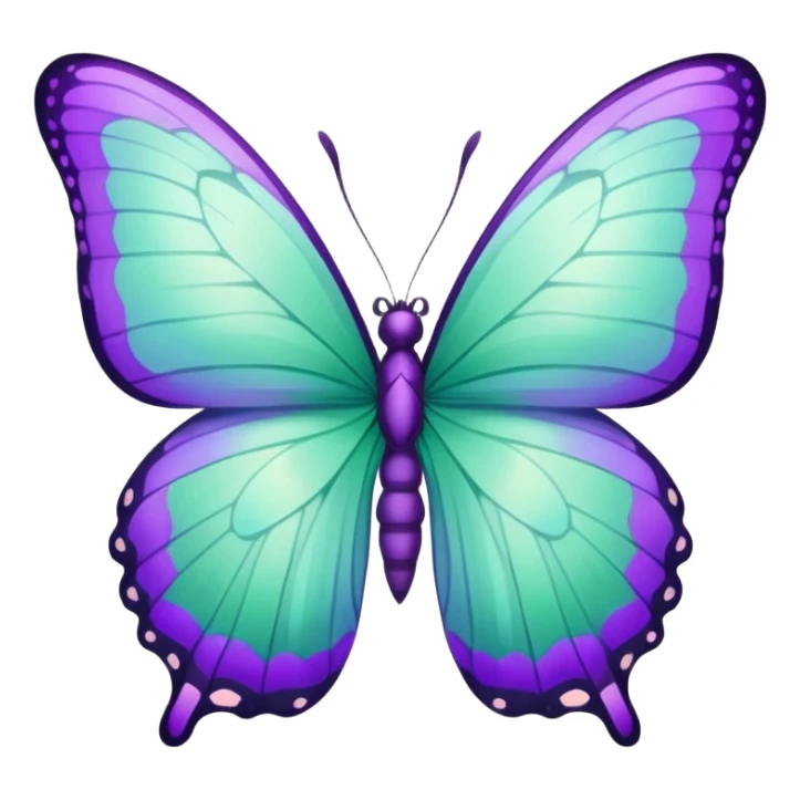 Beautiful mint green and violett butterfly with detailed wings sticker