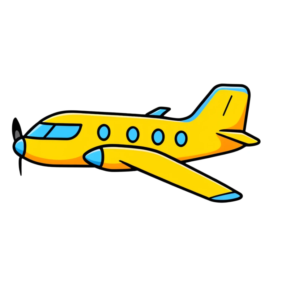 Cartoon airplane with happy face sticker