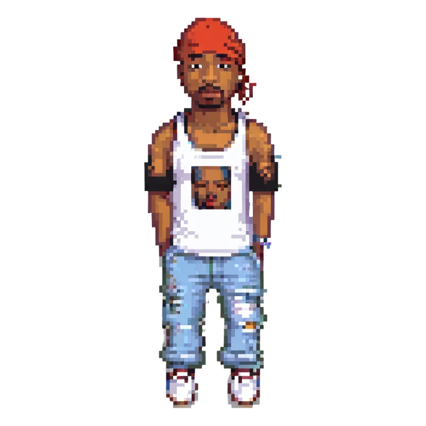 2Pac в полный рост, no background sticker