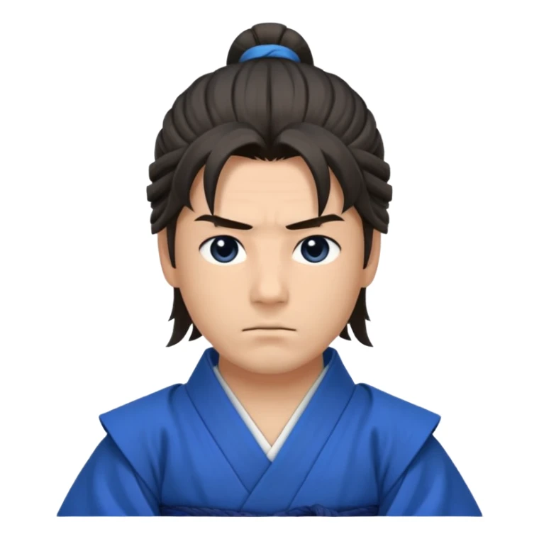 A calm samurai with tied hair, blue robes, and peaceful but deadly focus.
 sticker