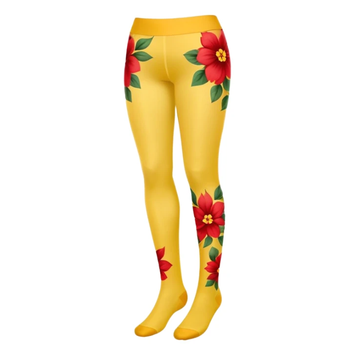 yellow tight with a pattern of red flowers, minimal details sticker