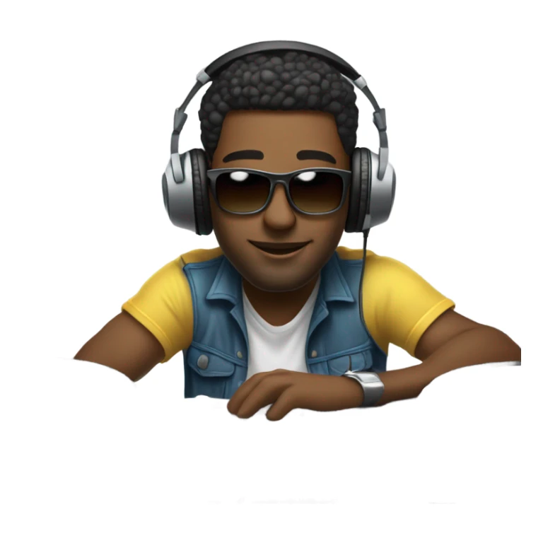 cozy indoor portrait of man DJing  sticker