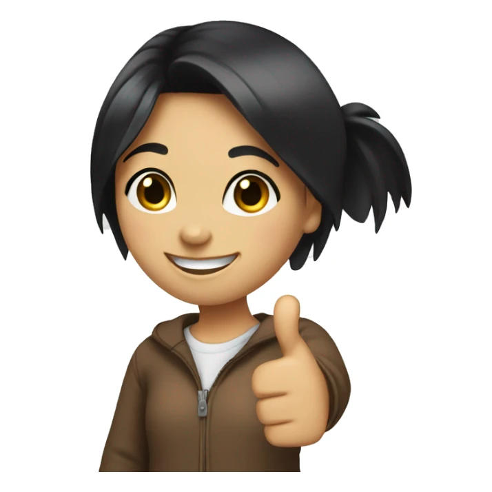 smiling girl with black hair giving thumbs up sticker
