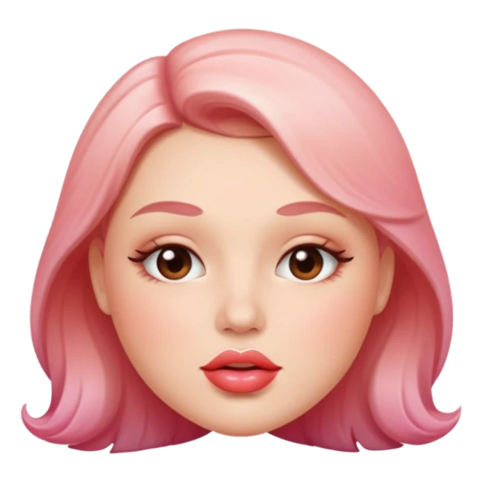 Glossy, plump lips biting the bottom lip, subtle shine on the top lip, soft blush gradient in the background for contrast. sticker