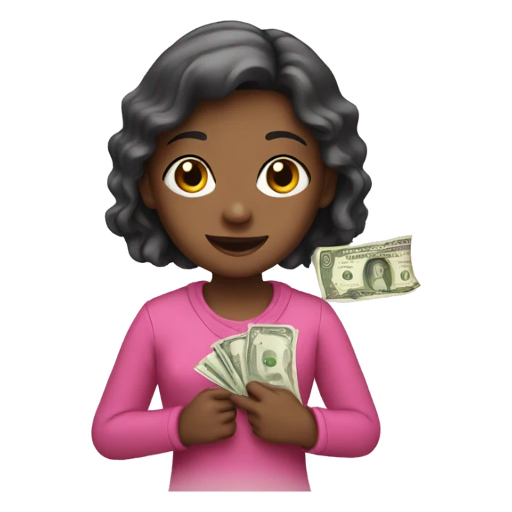 a girl with money in pink sticker