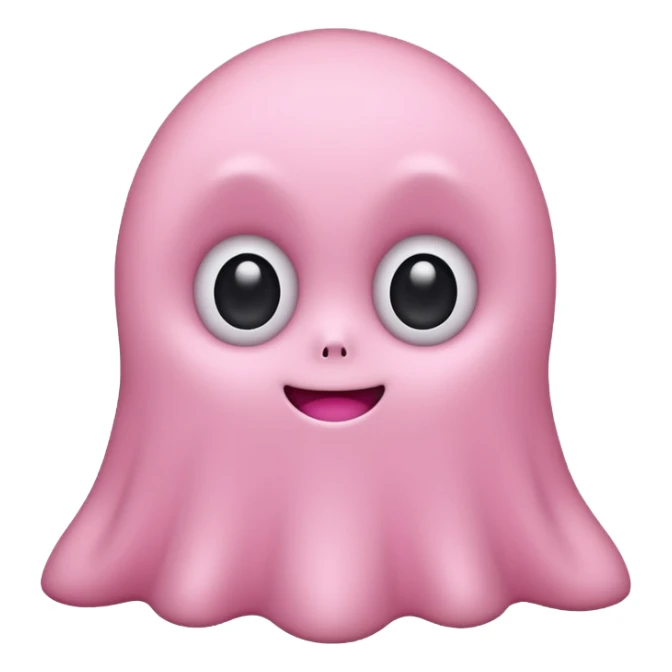 Cute pink ghost character with big adorable eyes and a small smile sticker