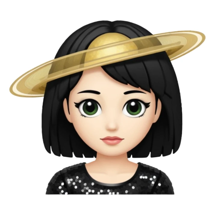 Saturn (Mythology) with black hair, black sequin outfit sticker