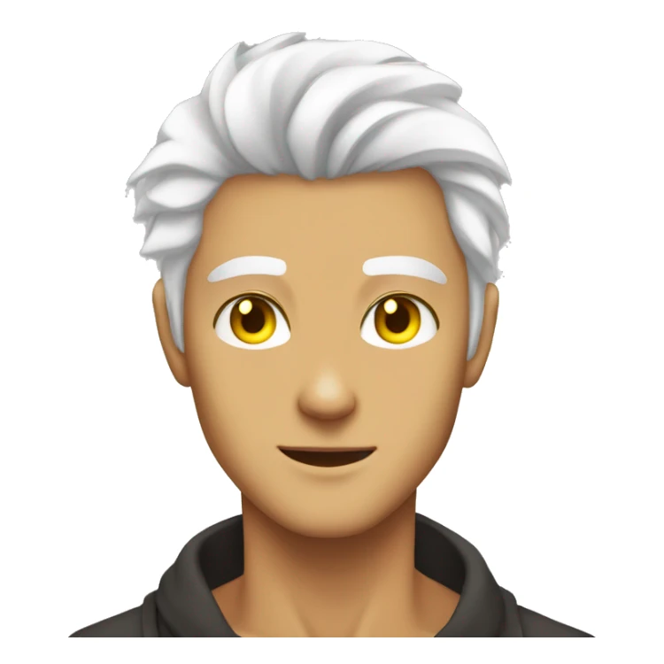 tanned human anime white hair yellow eyes sticker