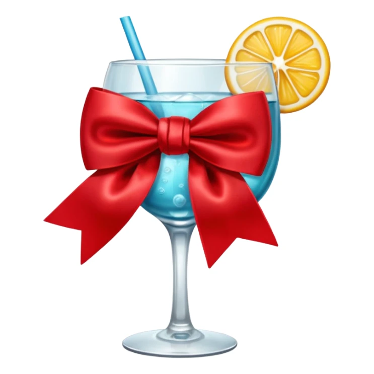 Red bow with a cup of drink sticker