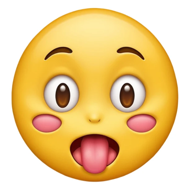 Emoji sticking its tongue out and drooling while looking up ecstatic sticker