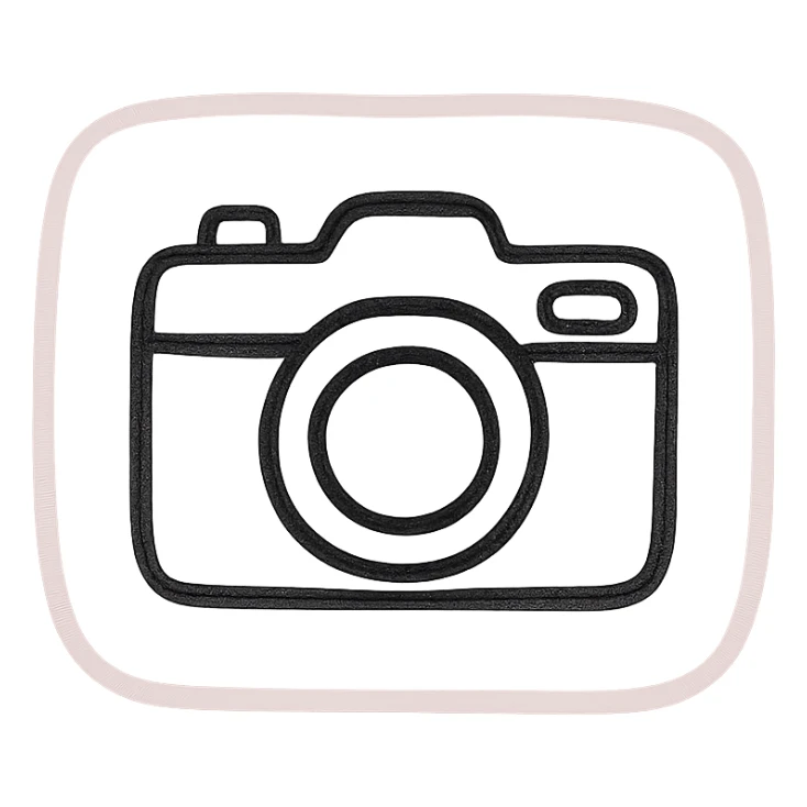 hand drawn outlined icon of a pink camera, no fill, transparent background, thick lines sticker