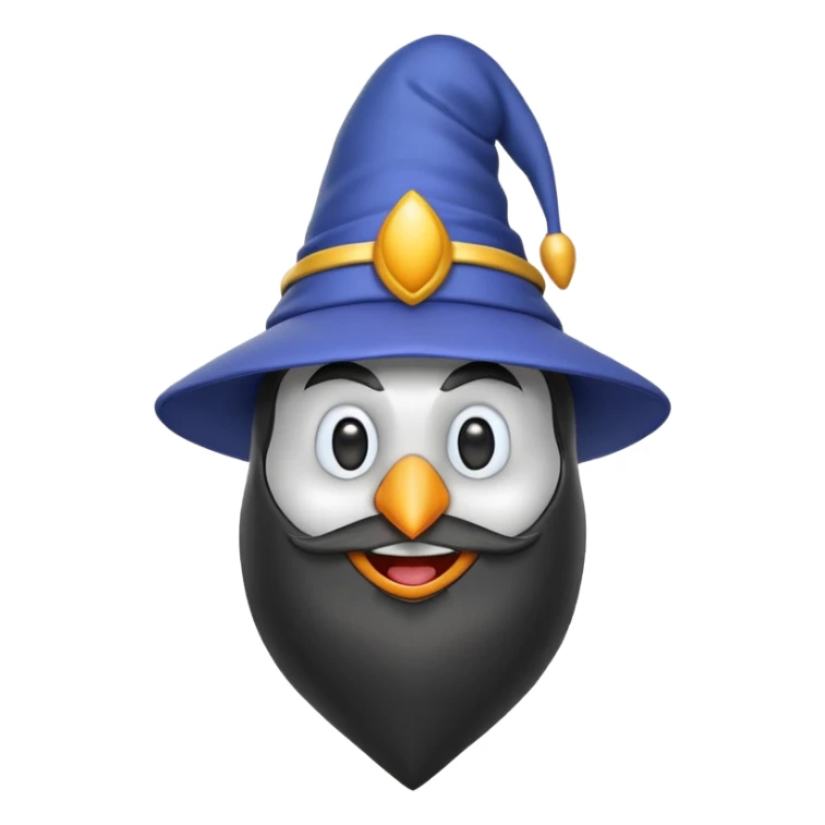 penguin wizard in the style of a 3d emoji sticker