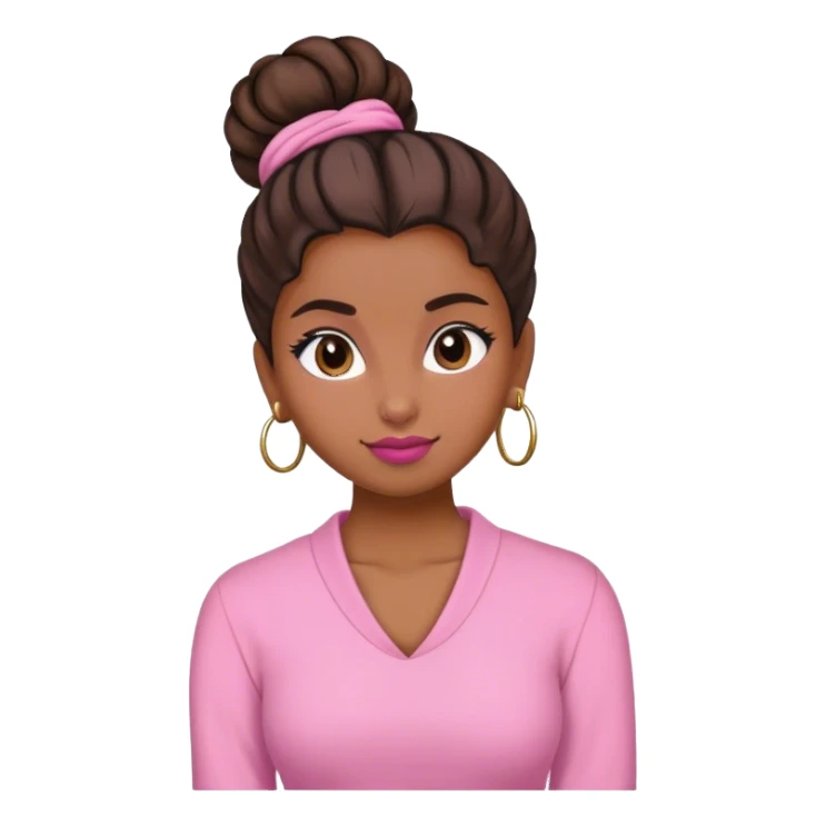 Chica piel morena cabello recogido buen estilo rosa  sticker