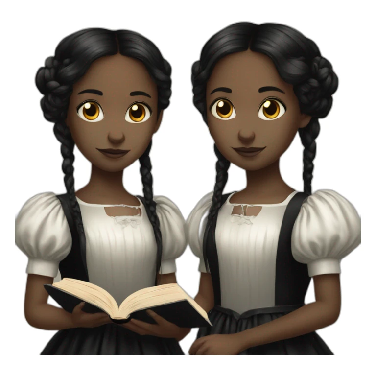 a book cover featuring two young twin sisters in gothic style sticker