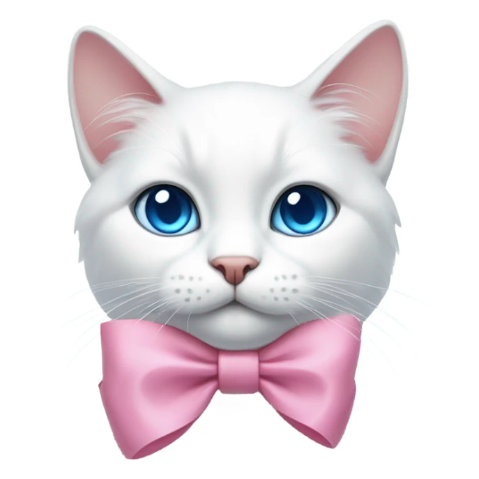 white cat with blue eyes and pink bow  sticker