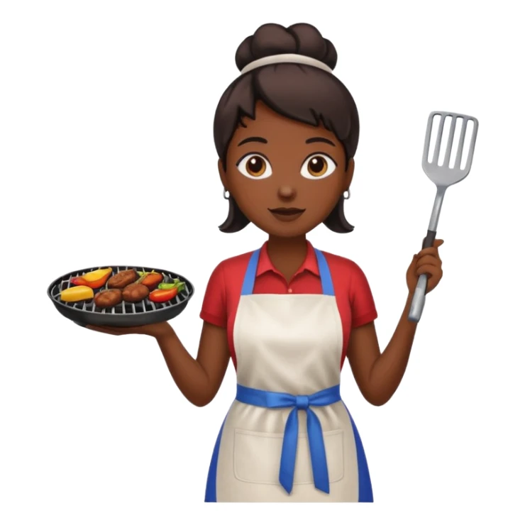 dark skin woman grilling bbq with grill and apron sticker