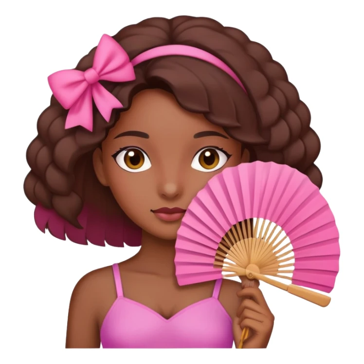Brown skin girl with pink fan sticker