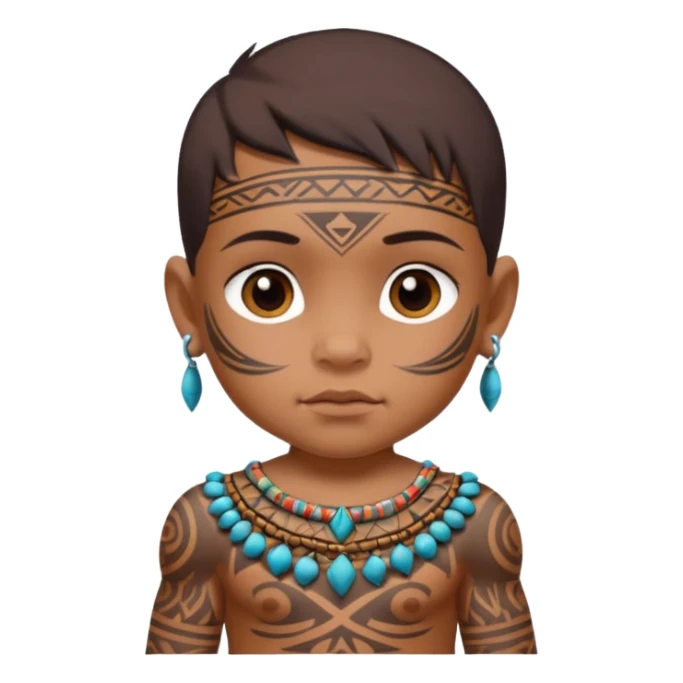 tatooed baby on neck and face, tribal ancient, half body sticker