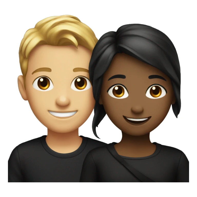 smiling boy and girl in black outfits sticker