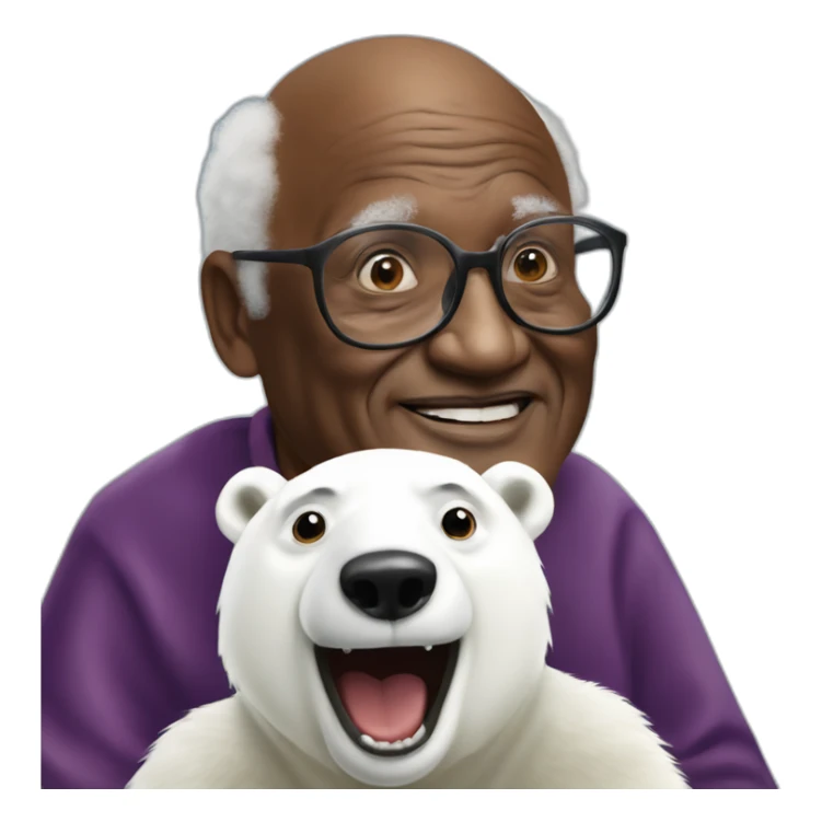 Desmond Tutu being racist to a polar bear sticker