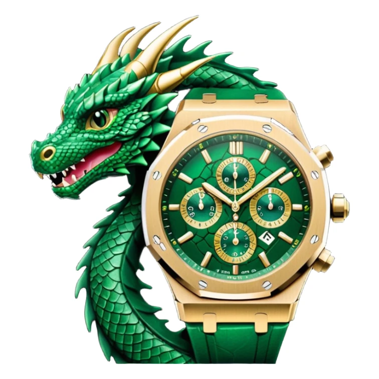 green audemars piguet watch (without text), black bugatti, and a dark green dragon  sticker