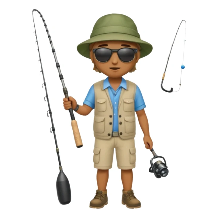 Man in motion casting a fishing rod full body sticker