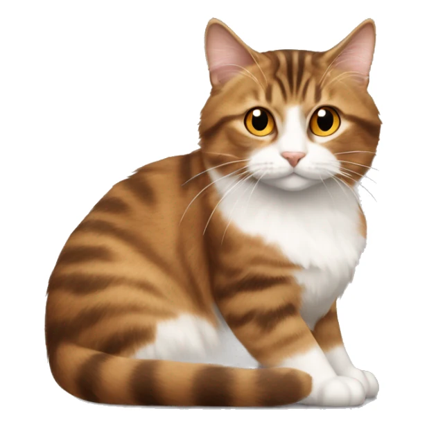short haired brown tabby cat with a long haired orange and white cat sticker