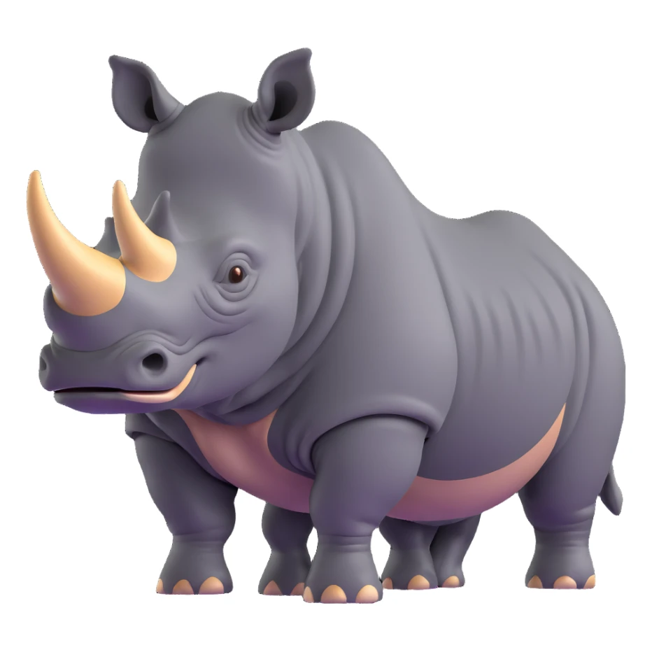realistic 3D rhinoceros with textured skin sticker