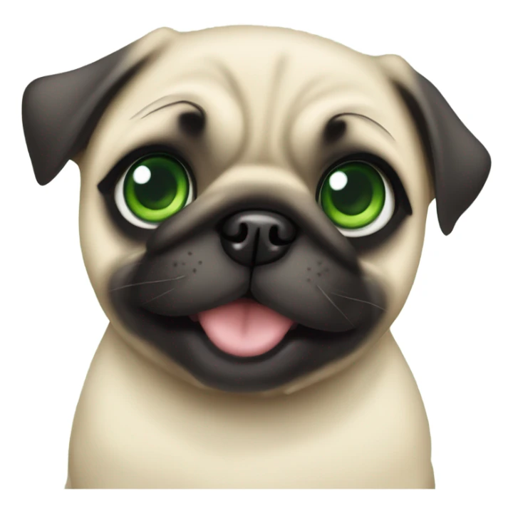 Cute Baby pug with big green eyes happy  sticker