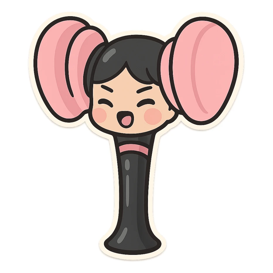 BLACKPINK-inspired gothic lightstick, no hearts, cute and expressive, black and pink sticker