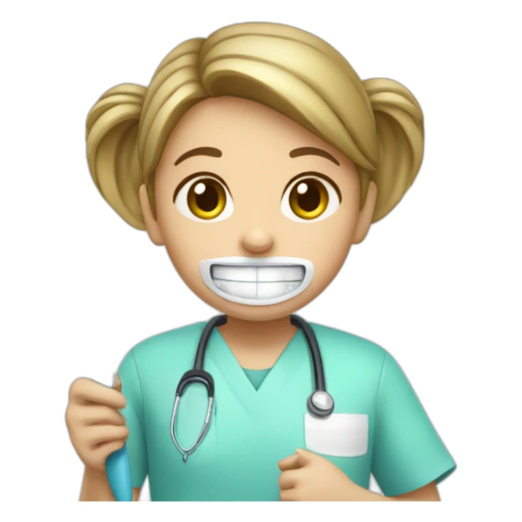 dentist girl with a toothbrush in his hand sticker