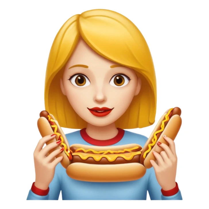 woman eating hot dog  sticker