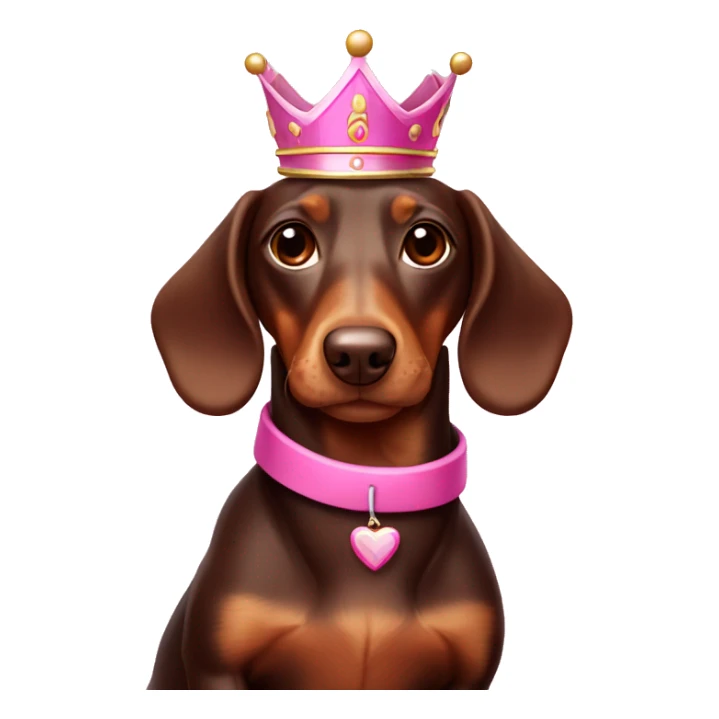 Chocolate and tan sausage dog with pink crown  sticker