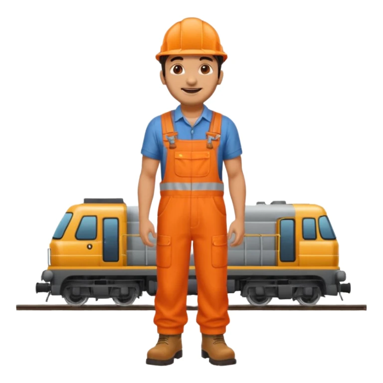 Indian male railway engineer orange overalls, boots  sticker