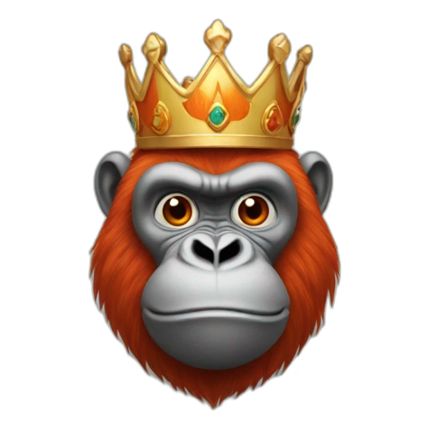 Red hair gorilla with a crown on with a carrot hanging from mouth sticker