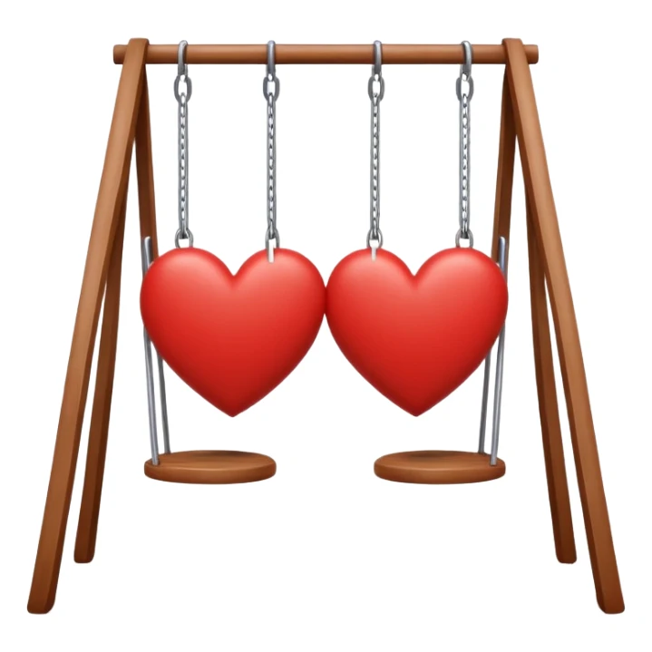 Two swings facing each other head to head, making heart shape sticker