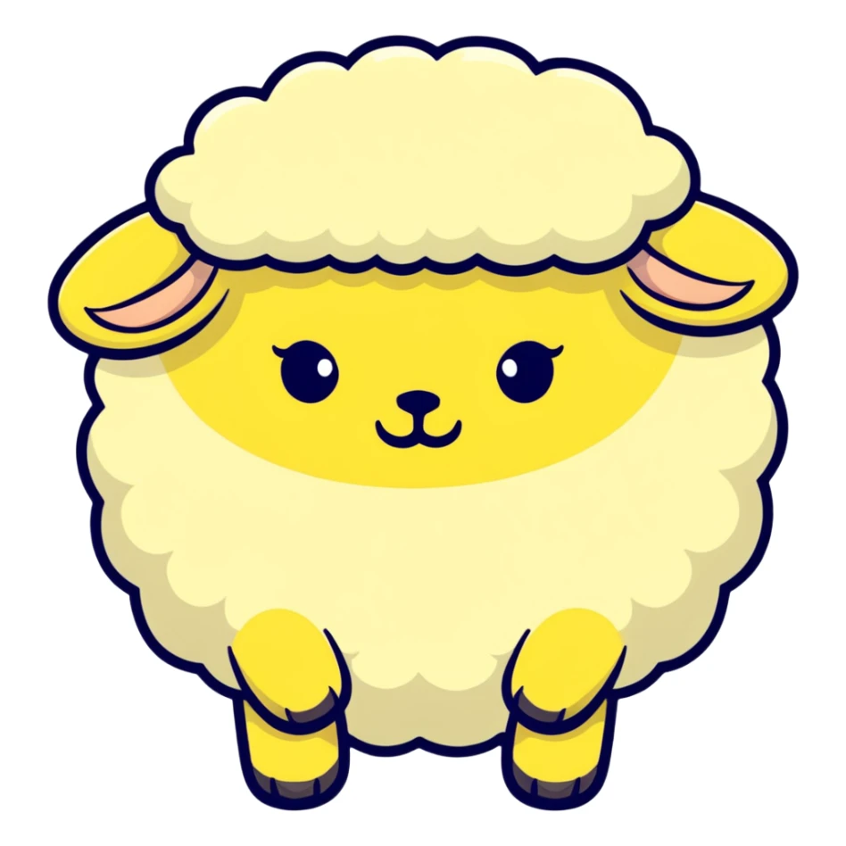 dreamy pastel blue sheep with fluffy wool and sleepy expression, like from a dream sticker