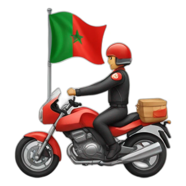 quelqu'un sur une moto avec le drapeau du Maroc derrière sticker