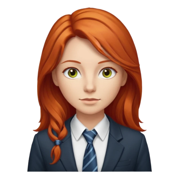 long red haired woman with tie, t-shirt and blazer sticker